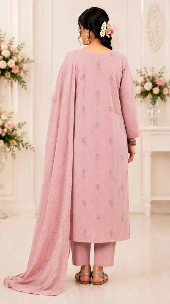 Bin Suhaib Maria Article 07 dusty mauve embroidered slub lawn suit with embroidered dupatta