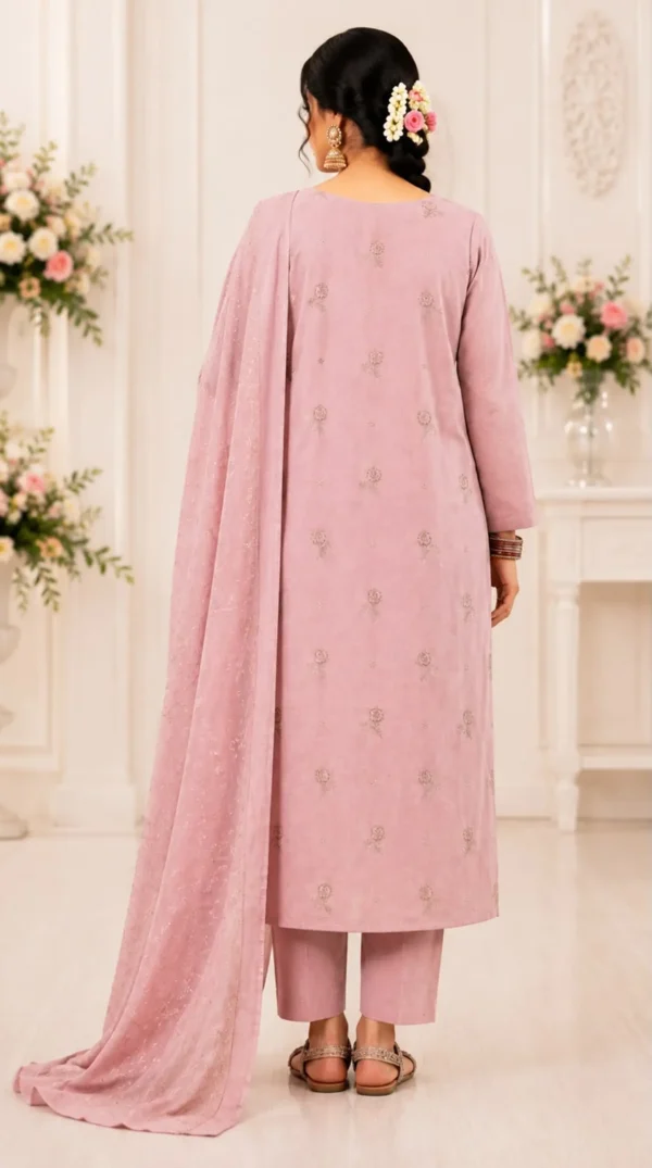 12 ChicZiba Bin Suhaib Maria Collection – Article 07 Embroidered Slub Lawn 3-Piece Suit (Dusty Mauve)