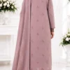 13 ChicZiba Bin Suhaib Maria Collection – Article 02 Embroidered Slub Lawn 3-Piece Suit (Taupe Beige)