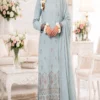 18 ChicZiba Bin Suhaib Maria Collection – Article 01 Embroidered Slub Lawn 3-Piece Suit (Ice Blue)