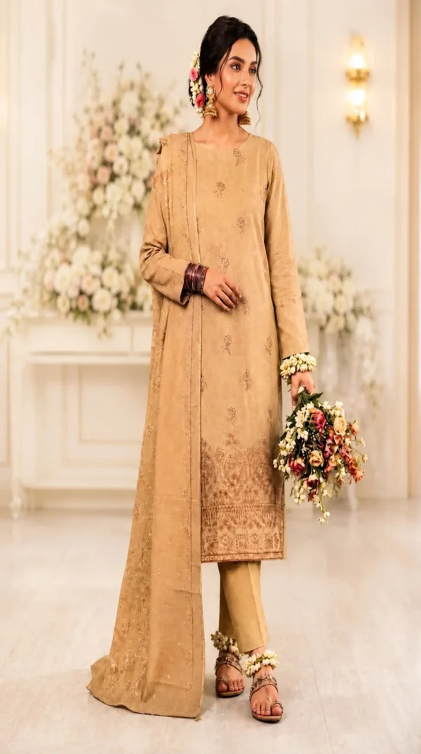 ChicZiba Bin Suhaib Maria Signature Collection – Article 08 Embroidered Slub Lawn 3-Piece Suit