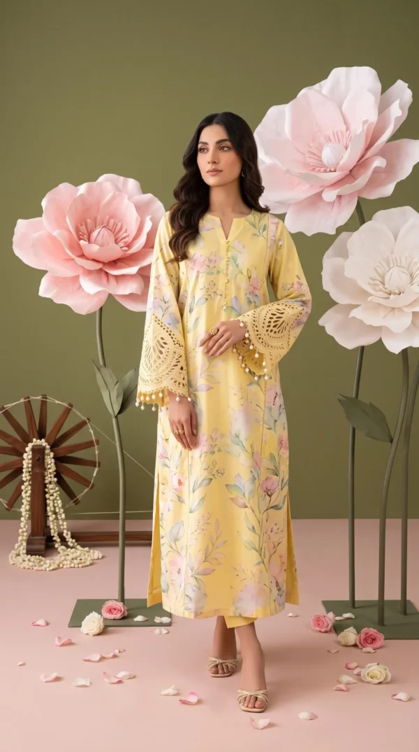 ChicZiba BLOOM Unstitched Lawn 3-Piece Suit – Vol 6624 (Yellow)