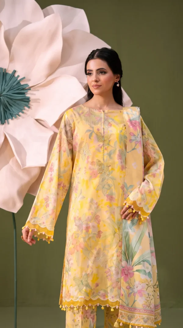 ChicZiba BLOOM Unstitched Lawn 3-Piece Suit – Vol 6624 (Yellow)
