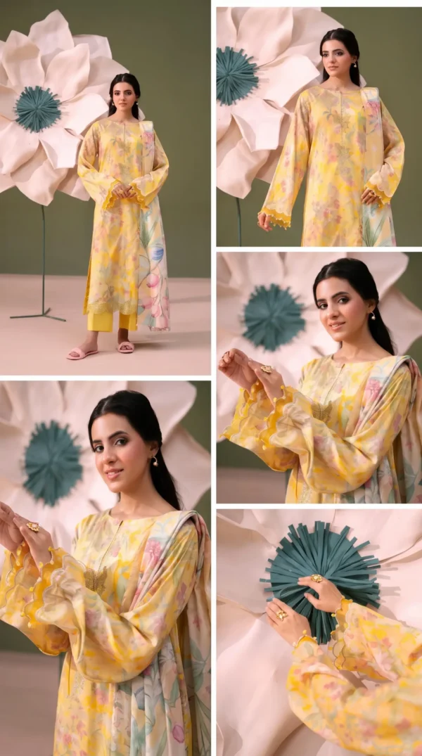 ChicZiba BLOOM Unstitched Lawn 3-Piece Suit – Vol 6624 (Yellow)