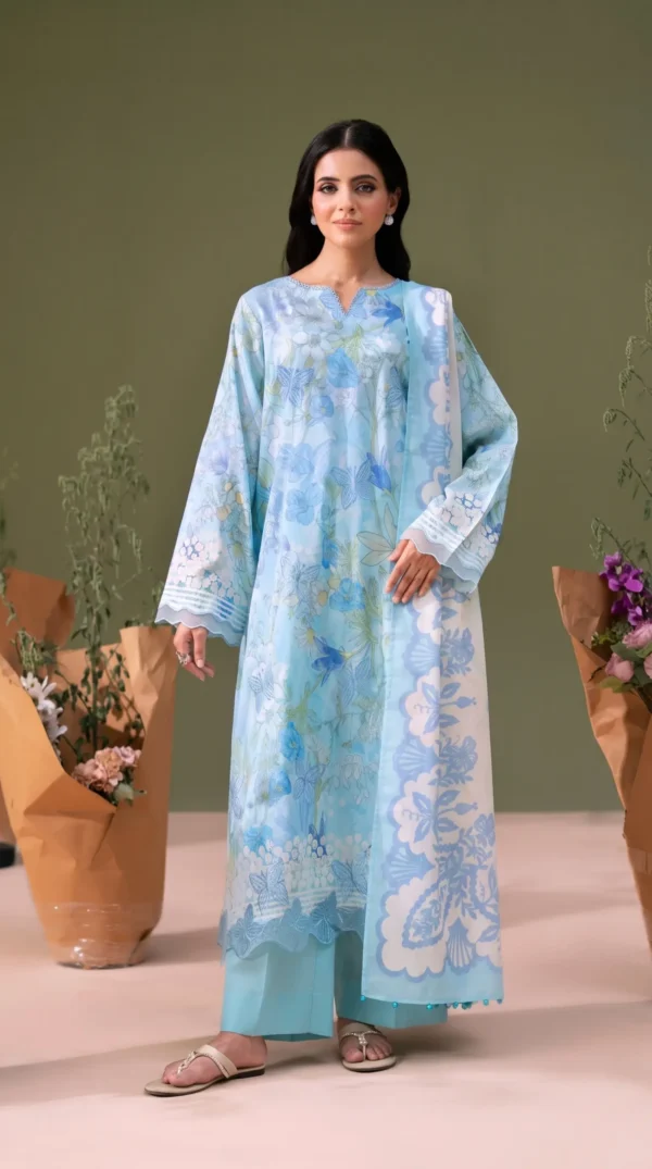 ChicZiba BLOOM Unstitched Lawn 3-Piece Suit – Vol 6625 (Ice Blue)