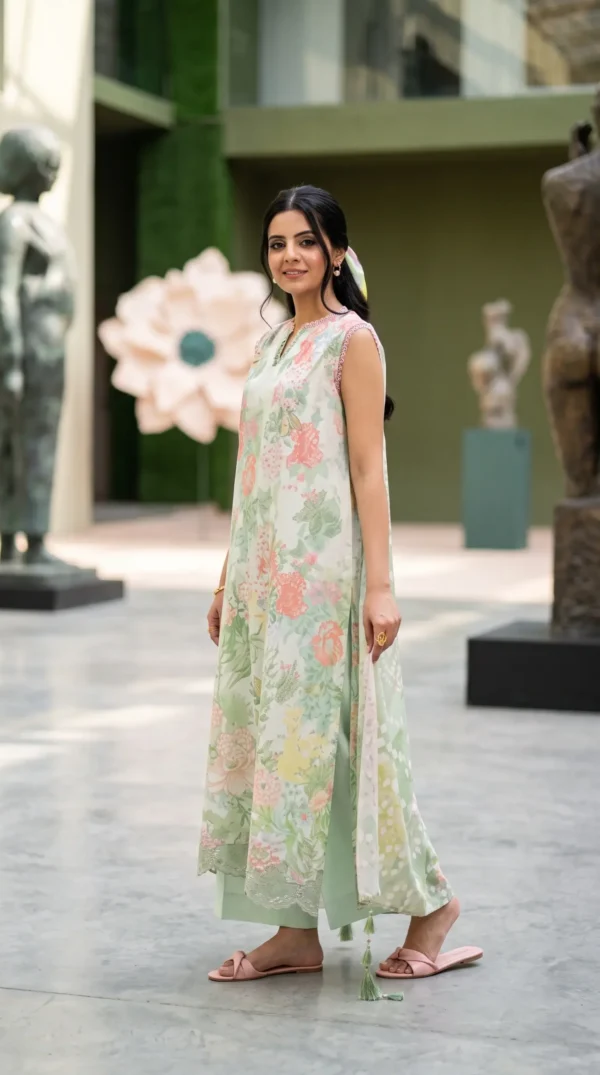 BLOOM 01-VOL-6619 CATALOGUE-13 - Copy (4) ChicZiba BLOOM Unstitched Lawn 3-Piece Suit – Vol 6626 (Mint Green / Pistachio)