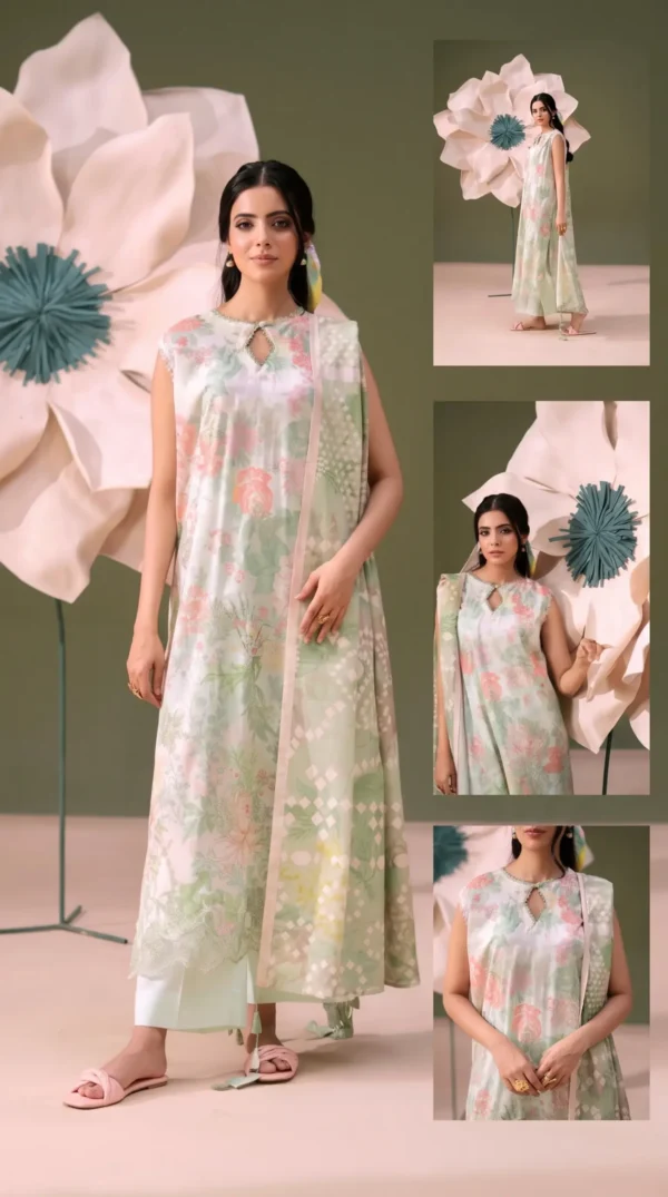 BLOOM 01-VOL-6619 CATALOGUE-13 ChicZiba BLOOM Unstitched Lawn 3-Piece Suit – Vol 6626 (Mint Green / Pistachio)