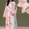 ChicZiba BLOOM Unstitched Lawn 3-Piece Suit – Vol 6627 (Off-White & Coral Floral)