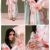 ChicZiba BLOOM Unstitched Lawn 3-Piece Suit – Vol 6627 (Off-White & Coral Floral)