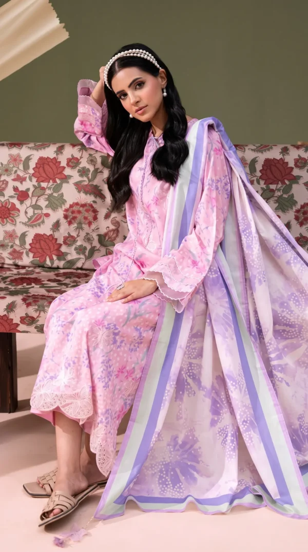 ChicZiba BLOOM Unstitched Lawn 3-Piece Suit – Vol 6628 (Baby Pink)