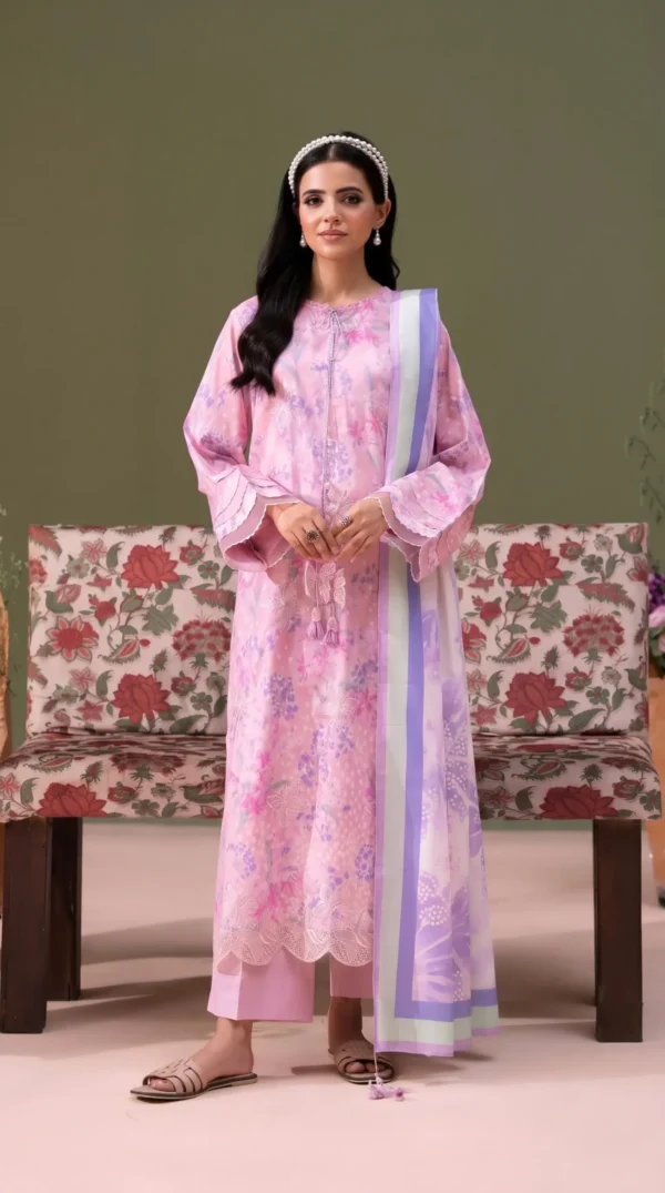ChicZiba BLOOM Unstitched Lawn 3-Piece Suit – Vol 6628 (Baby Pink)