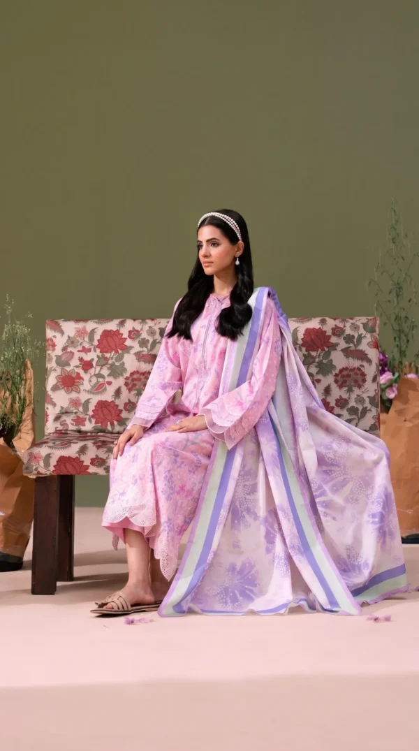 ChicZiba BLOOM Unstitched Lawn 3-Piece Suit – Vol 6628 (Baby Pink)