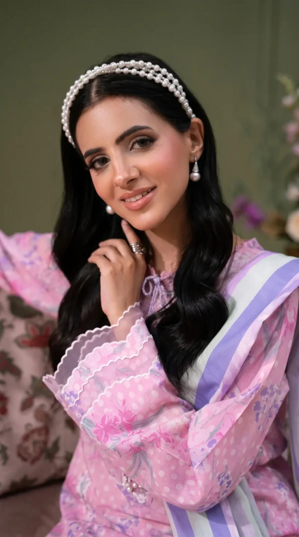 ChicZiba BLOOM Unstitched Lawn 3-Piece Suit – Vol 6628 (Baby Pink)