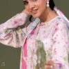 ChicZiba BLOOM Unstitched Lawn 3-Piece Suit – Vol 6629 (White & Pink Floral)