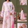 ChicZiba BLOOM Unstitched Lawn 3-Piece Suit – Vol 6629 (White & Pink Floral)