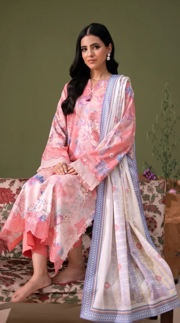 BLOOM 01-VOL-6619 CATALOGUE-18 - Copy (4) ChicZiba BLOOM Unstitched Lawn 3-Piece Suit – Vol 6630 (Coral Pink)