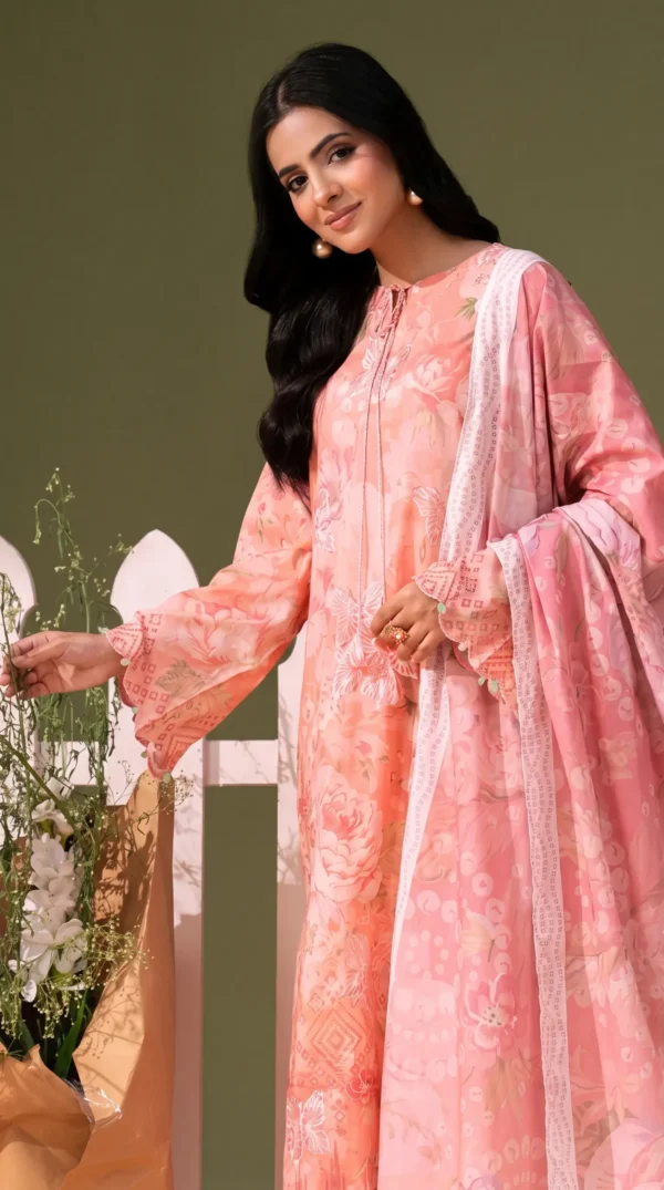 BLOOM 01-VOL-6619 CATALOGUE-5 - Copy (3) ChicZiba BLOOM Unstitched Lawn 3-Piece Suit – Vol 6619 (Pink)