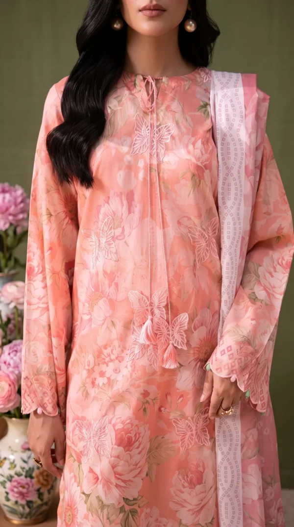 BLOOM 01-VOL-6619 CATALOGUE-5 - Copy ChicZiba BLOOM Unstitched Lawn 3-Piece Suit – Vol 6619 (Pink)
