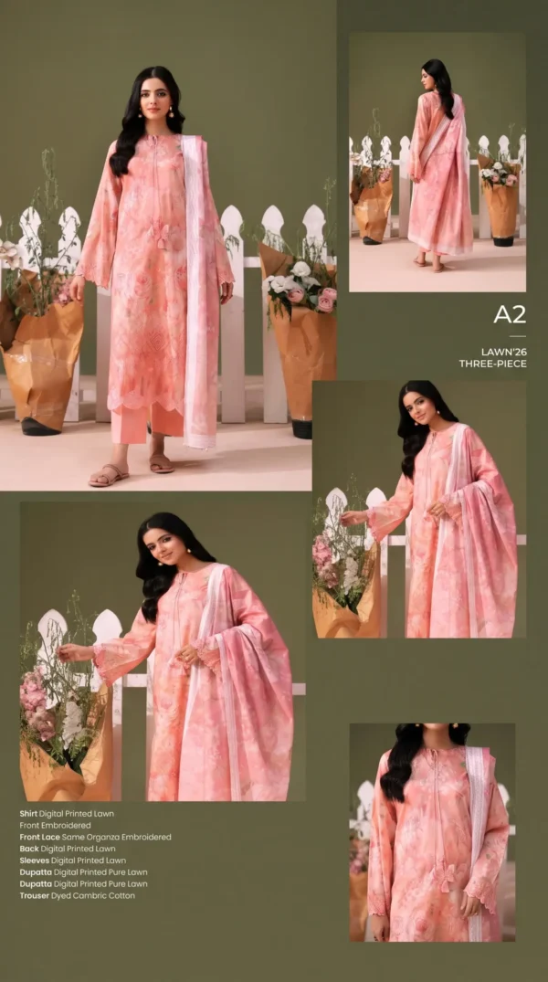 BLOOM 01-VOL-6619 CATALOGUE-5 ChicZiba BLOOM Unstitched Lawn 3-Piece Suit – Vol 6619 (Pink)