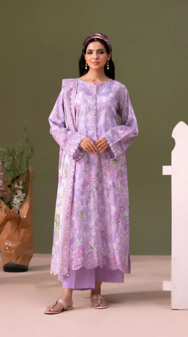 BLOOM 01-VOL-6619 CATALOGUE-6 - Copy (2) ChicZiba BLOOM Unstitched Lawn 3-Piece Suit – Vol 6621 (Lilac/Lavender)