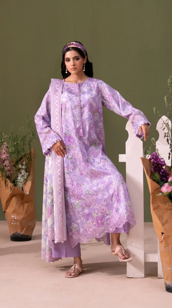BLOOM 01-VOL-6619 CATALOGUE-6 - Copy (4) ChicZiba BLOOM Unstitched Lawn 3-Piece Suit – Vol 6621 (Lilac/Lavender)