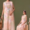 BLOOM 01-VOL-6619 CATALOGUE-7 ChicZiba BLOOM Unstitched Lawn 3-Piece Suit – Vol 6622 (Peach/Off-White)
