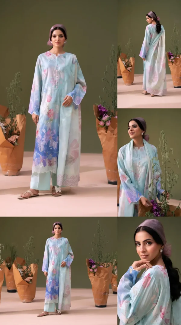 BLOOM 01-VOL-6619 CATALOGUE-9 ChicZiba BLOOM Unstitched Lawn 3-Piece Suit – Vol 6623 (Sky Blue)