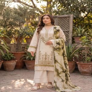 ChicZiba Kumash Luxury Embroidered Lawn 3-Piece Suit – Design 97, Vol 22