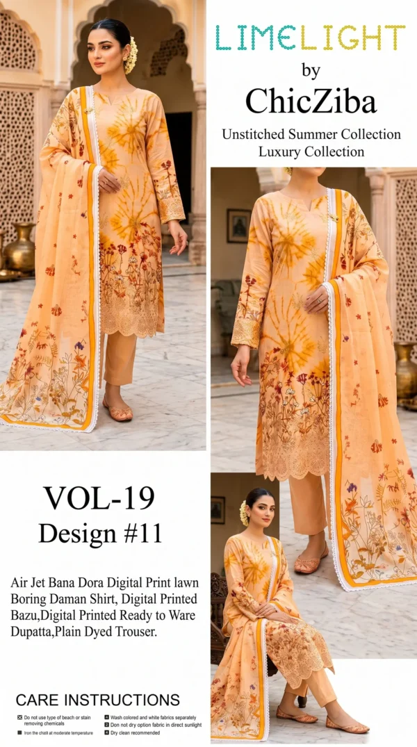 Edit_picture_and_remove_branding_202608072221 LIMELIGHT by ChicZiba Unstitched Lawn 3-Piece Suit – Amber Sunburst