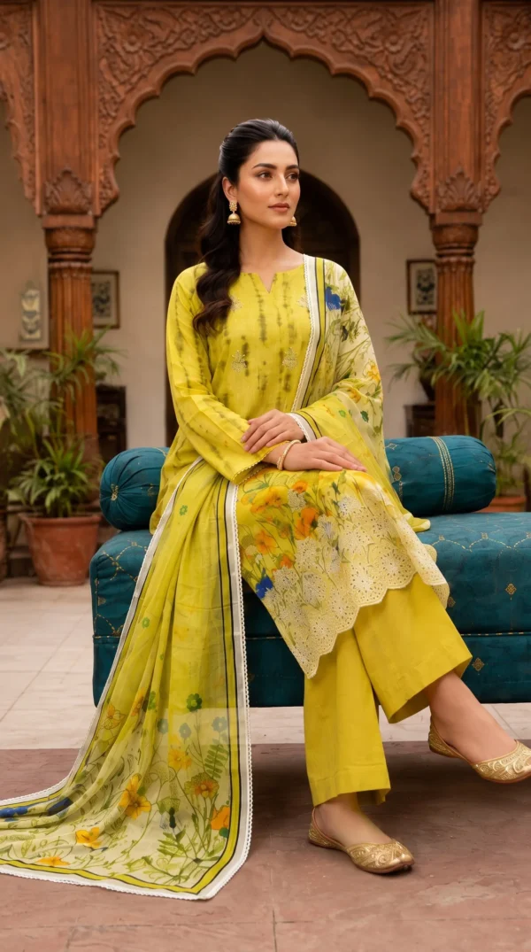 LIMELIGHT by ChicZiba Unstitched Lawn 3-Piece Suit – Meadow Glow