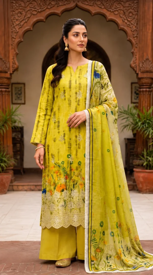 LIMELIGHT by ChicZiba Unstitched Lawn 3-Piece Suit – Meadow Glow