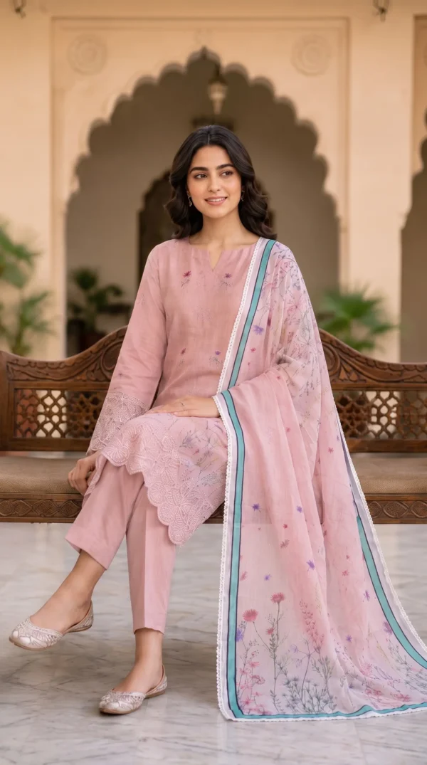 Make_new_picture_2K_202608072150 (1) LIMELIGHT by ChicZiba Unstitched Lawn 3-Piece Suit – Rosewood Bloom