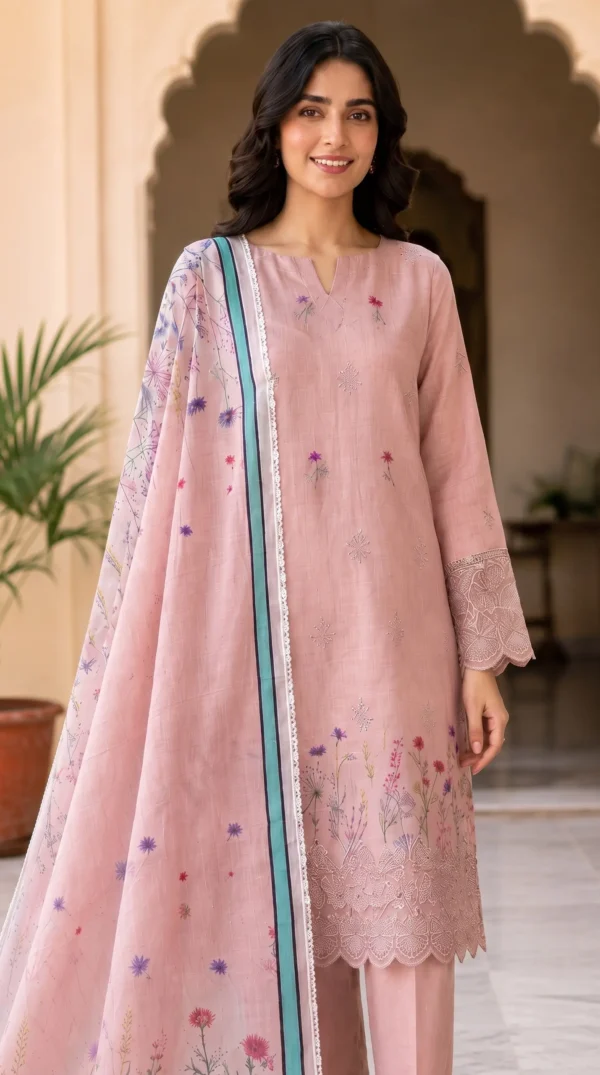 Make_new_picture_2K_202608072150 (2) LIMELIGHT by ChicZiba Unstitched Lawn 3-Piece Suit – Rosewood Bloom