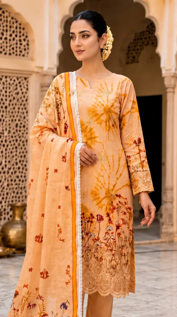 Make_new_picture_2K_202608072221 (3) LIMELIGHT by ChicZiba Unstitched Lawn 3-Piece Suit – Amber Sunburst