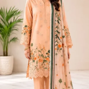 LIMELIGHT by ChicZiba Unstitched Lawn 3-Piece Suit – Peach Blossom