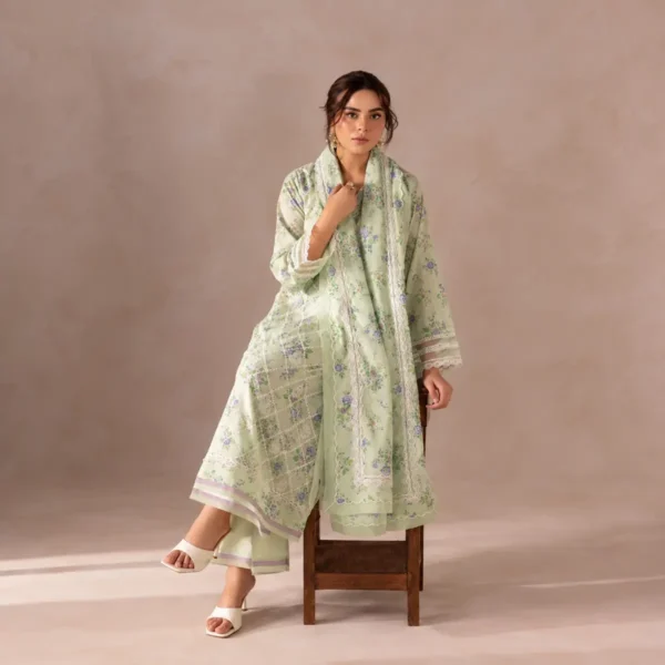 30 ChicZiba Flore Sage Green Bloom Chikankari 3-Piece Suit