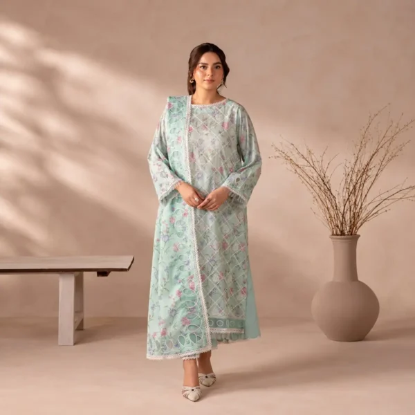 44 ChicZiba Flore Mint Green Floral Chikankari 3-Piece Suit