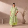 Flore lime green chikankari suit – diamond-pattern embroidery and scalloped lace detail