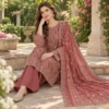 Rust heritage embroidered 3-piece suit - floral embroidery close-up