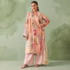 Sunset Rose Embroidered Lawn Ensemble – peach 3-piece lawn suit by ChicZiba