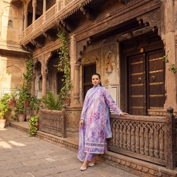Royal Amethyst Printed Lawn Ensemble styled look by ChicZiba