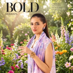 Lilac Whisper Printed Lawn Ensemble worn outdoors – lavender printed lawn suit by ChicZiba