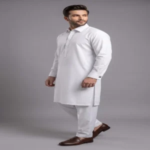 Classic white Egyptian cotton shalwar kameez for men