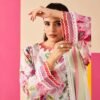 Peony Blush summer lawn ensemble - scalloped lace sleeve and neckline detail