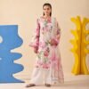 Peony Blush summer lawn ensemble - printed voile dupatta and cambric trouser styling