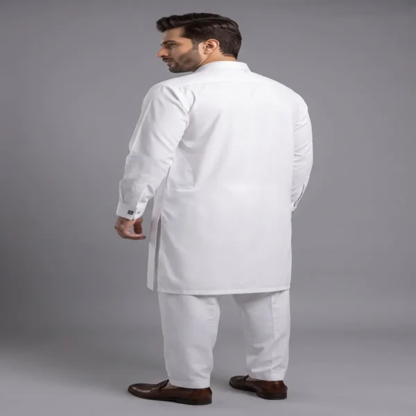 Egyptian cotton shalwar kameez structured collar and placket detail