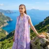 Printed lawn ensemble in lilac and ivory tones by ChicZiba