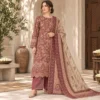 Bin Saeed embroidered lawn suit dusty rose beige – festive 3-piece unstitched suit