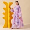 Lavender lawn suit styled with wide-leg trousers - ChicZiba