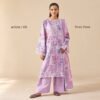 Lavender lawn suit 3-piece printed set front view - ChicZiba Article 09